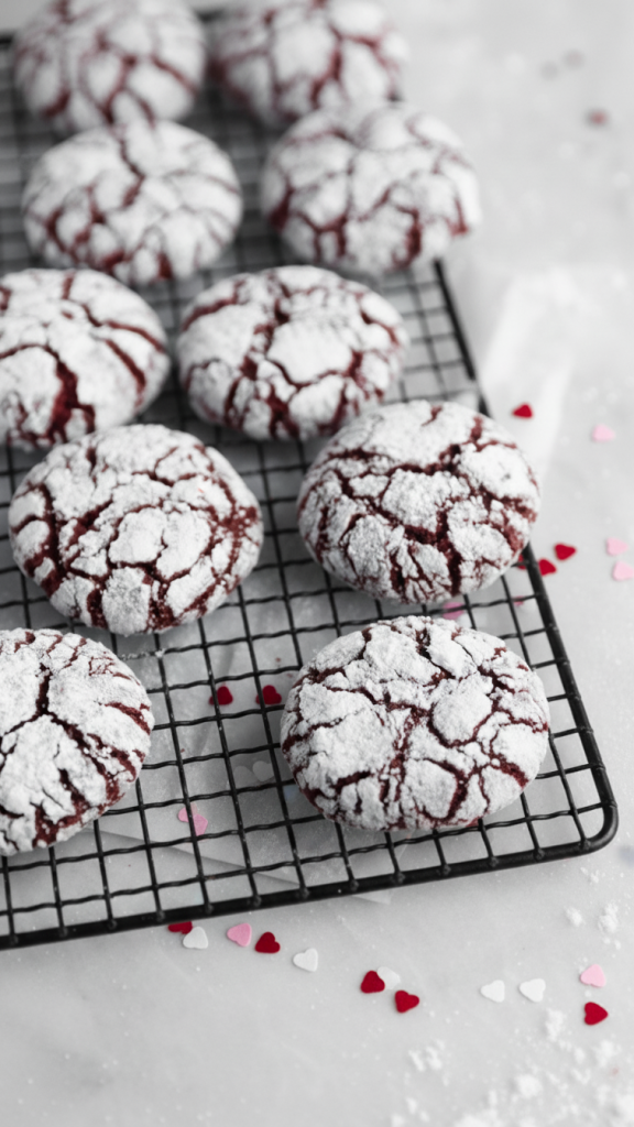 cookies cooling on a black wire baking rack