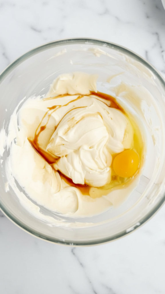 wet ingredients being mixed for this Mini Strawberry Cheesecake Bites