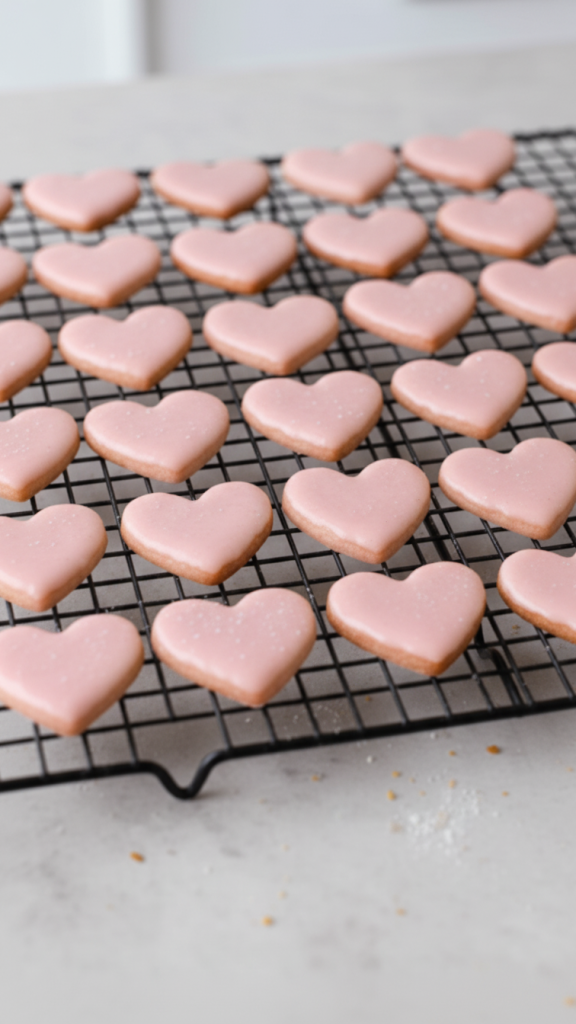 Cookies covered in pink icing 