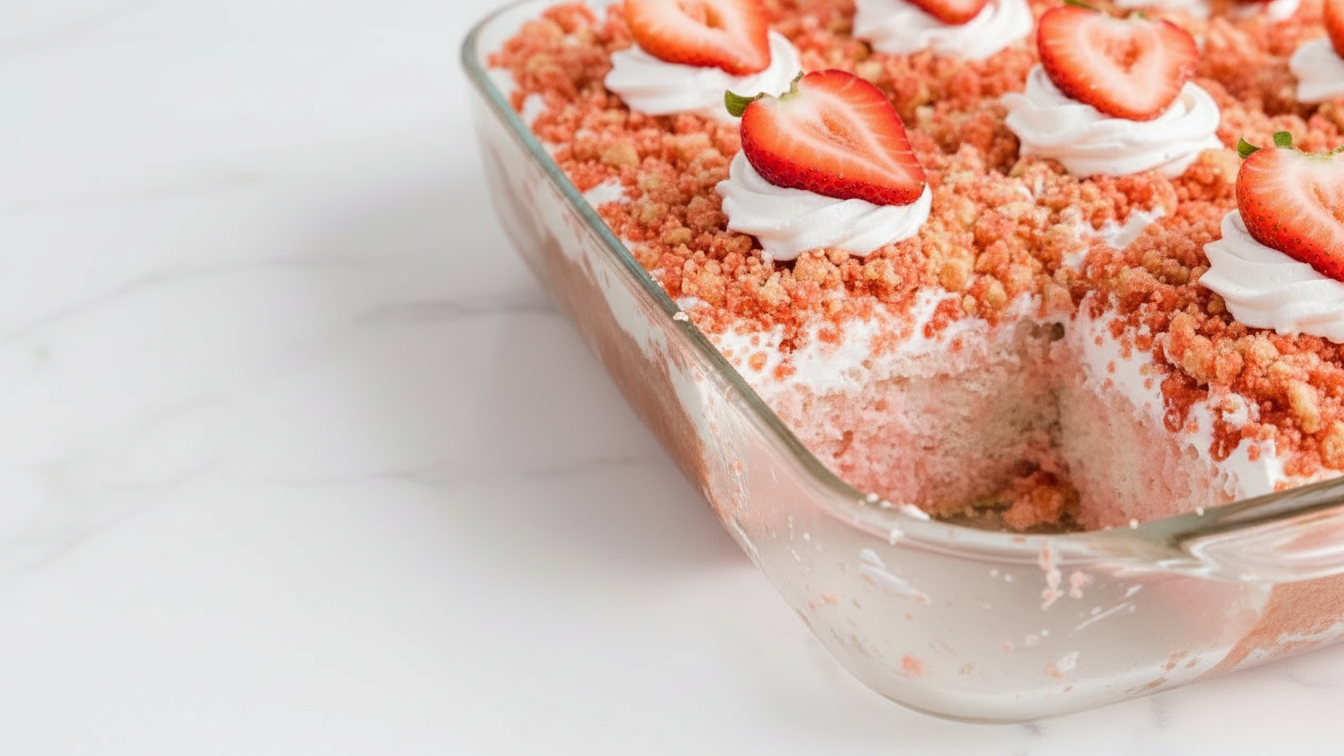 strawberry crunch poke cake