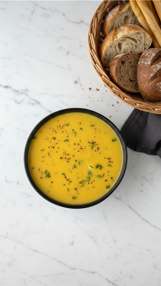 Carrot Parsnip Ginger Lime Soup above view