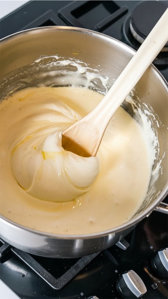 marshmallow and butter heated and melted on stove