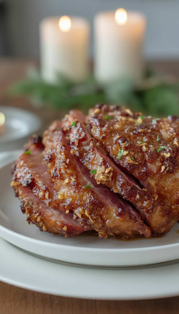 close up of Honey Pineapple Glazed Ham