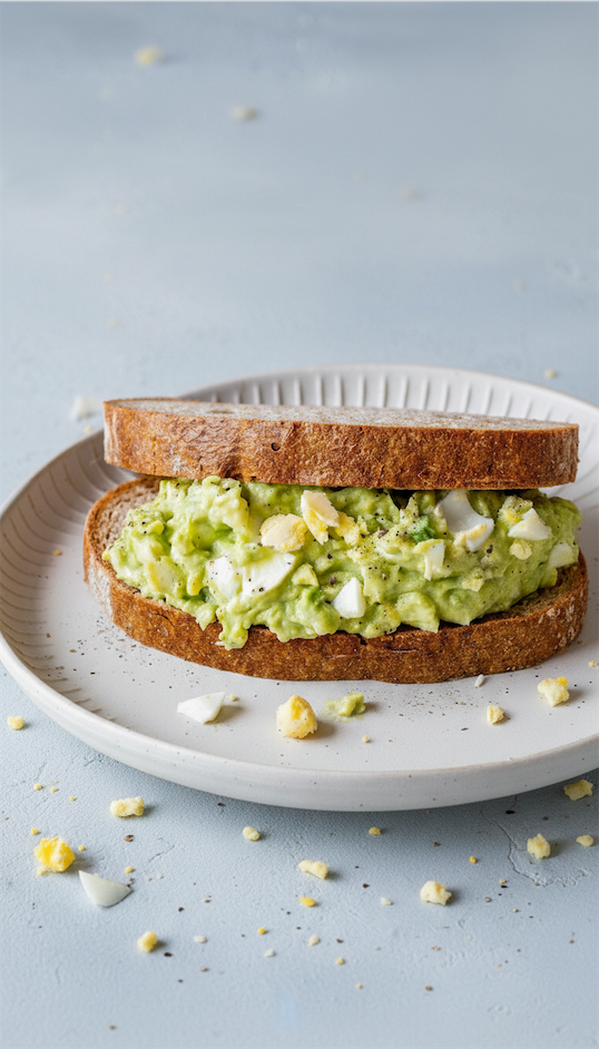 No Mayo Avocado Egg Salad With Greek Yogurt on bread