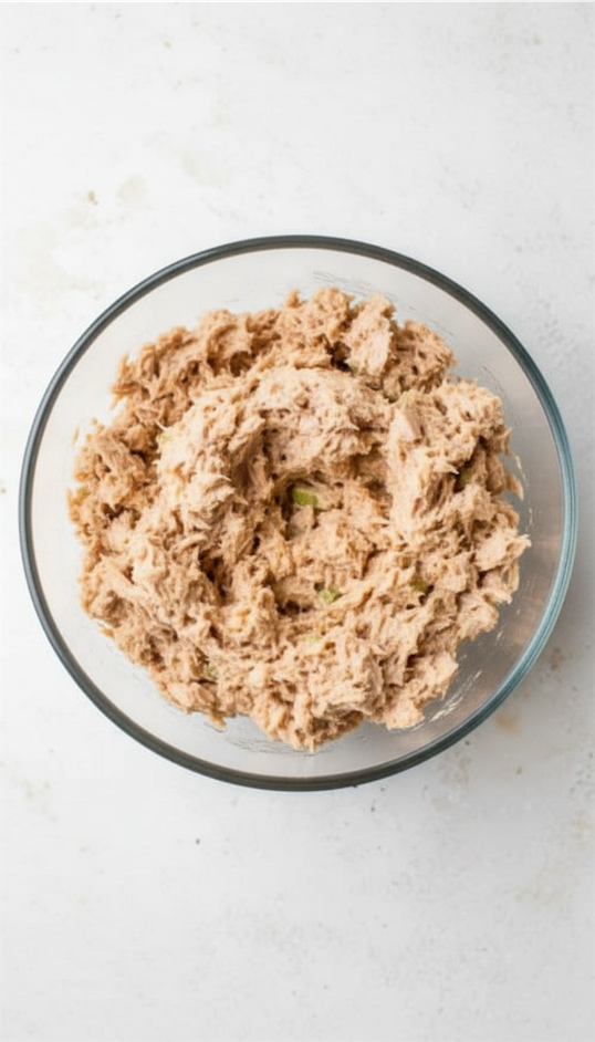 canned salmon in a glass bowl