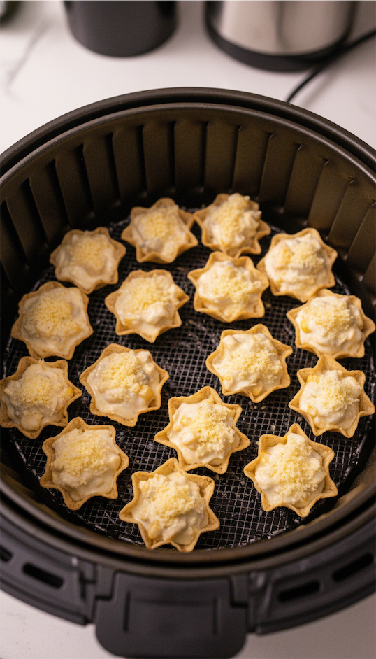 Iowa cheesy corn-stuffed tortilla bites in air fryer basket