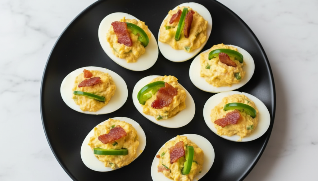 Jalapeño Devilled Eggs with Creamy Bacon Filling
