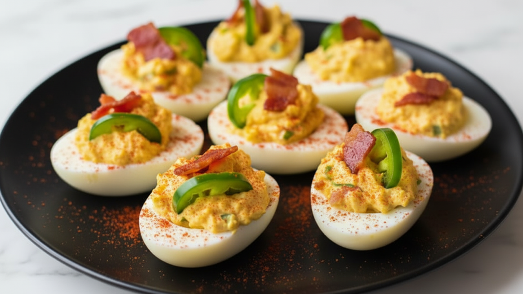 Jalapeño Devilled Eggs with Sour Cream
