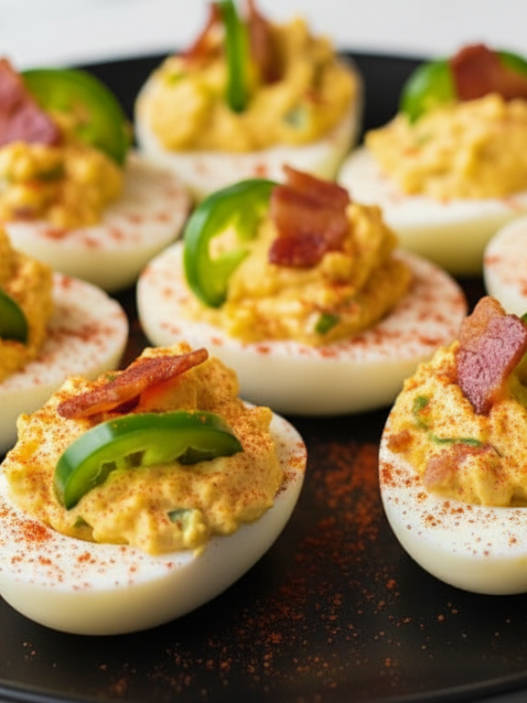 Jalapeño Devilled Eggs with Sour Cream