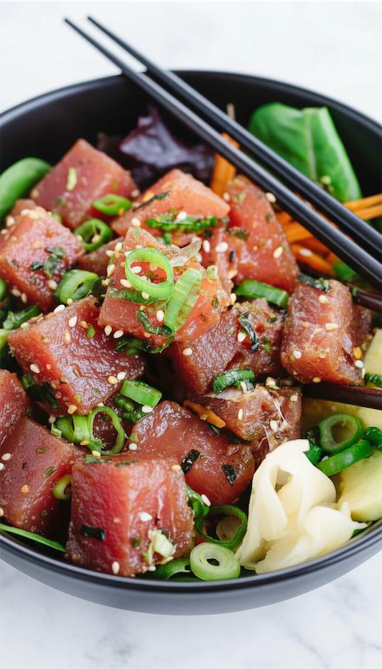 spicy tuna ahi poke bowl