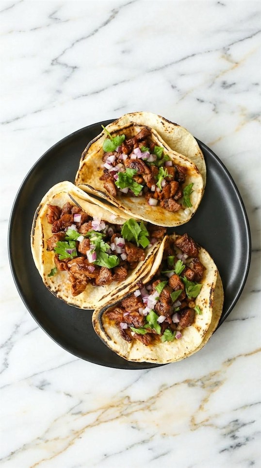 three Steak Mexican Street Tacos