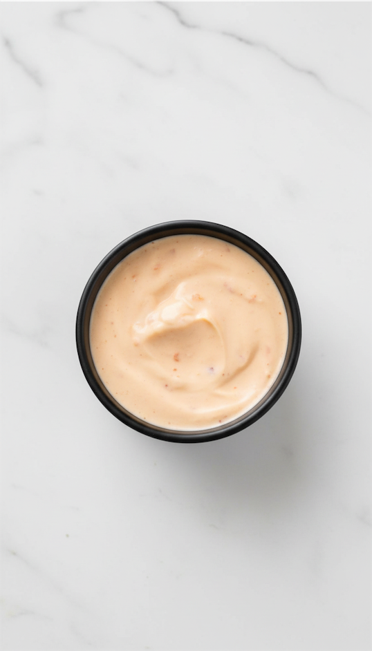 spicy mayo in black bowl