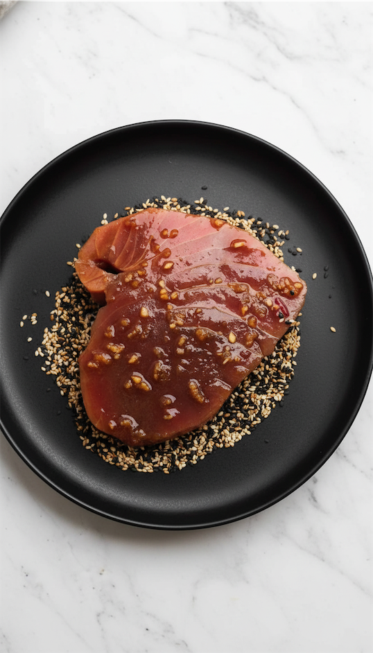 Ahi Tuna coated in sesame seeds