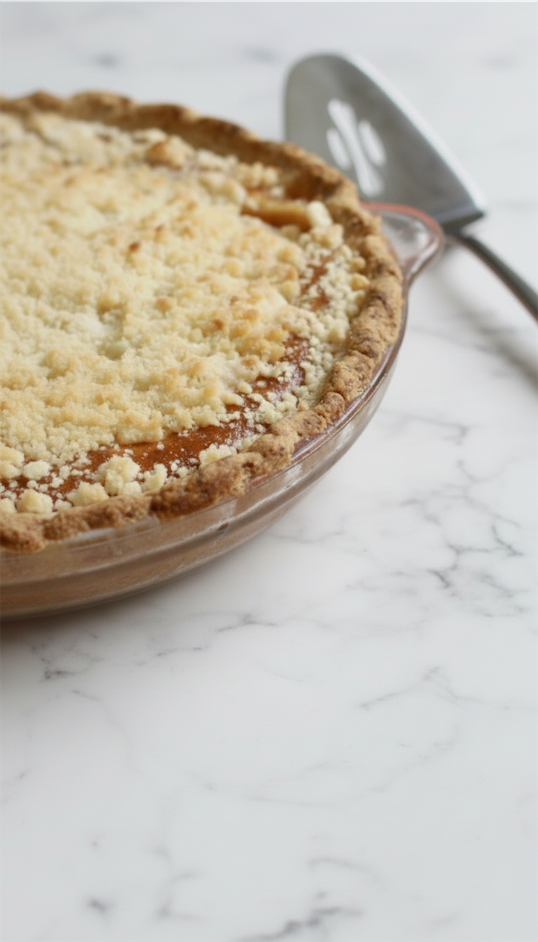 close up of Peach & Custard Pie