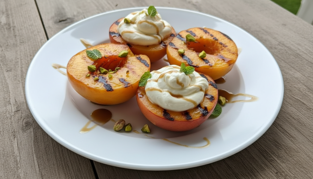 grilled peach on BBQ recipe