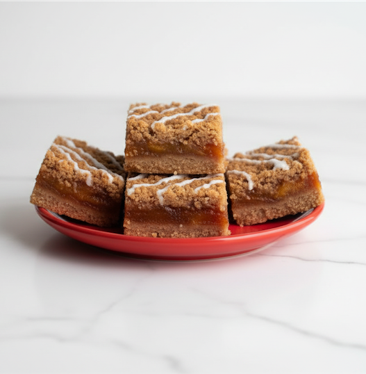 peach cobbler bars on plate