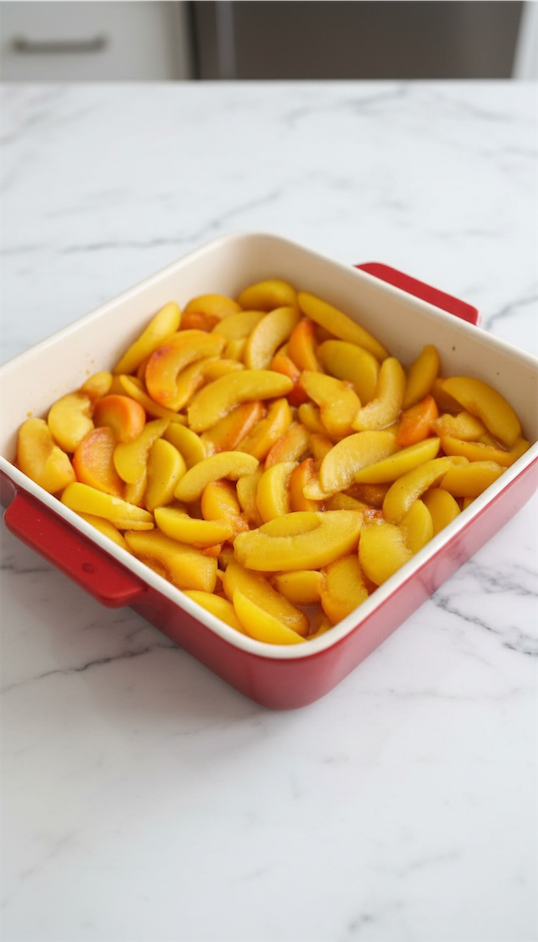 peaches in baking tray