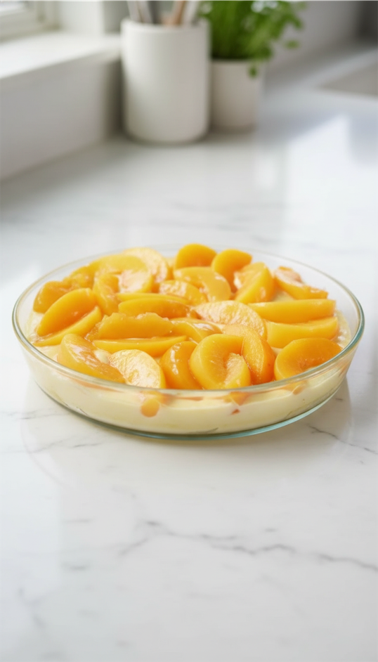 peaches and cream base in pie dish