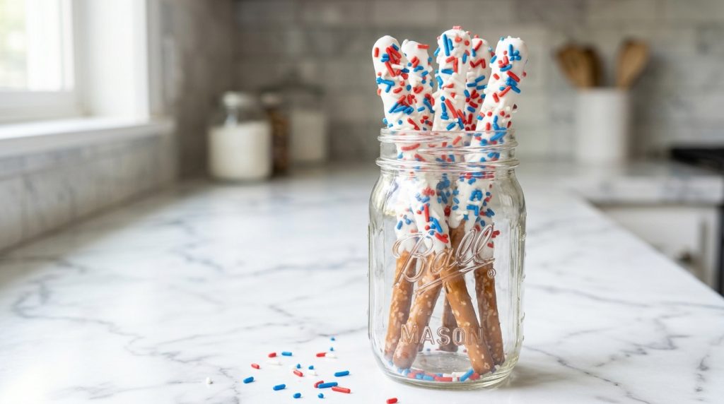Patriotic Dipped Pretzel Rods recipe