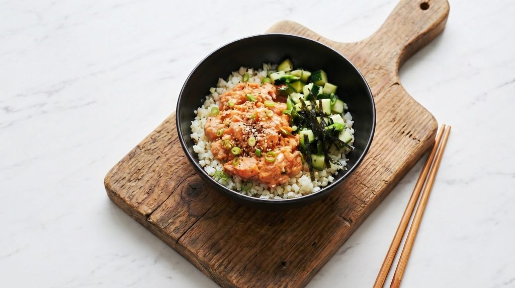 cauliflower rice tuna bowl