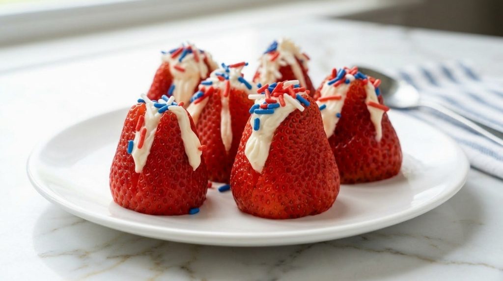 patriotic strawberry cheesecake bites