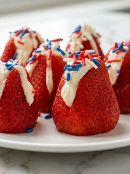 patriotic strawberry cheesecake bites