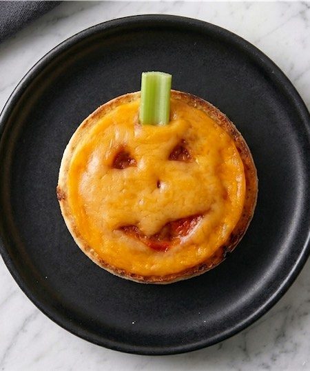 english muffin pumpkin pizza on plate