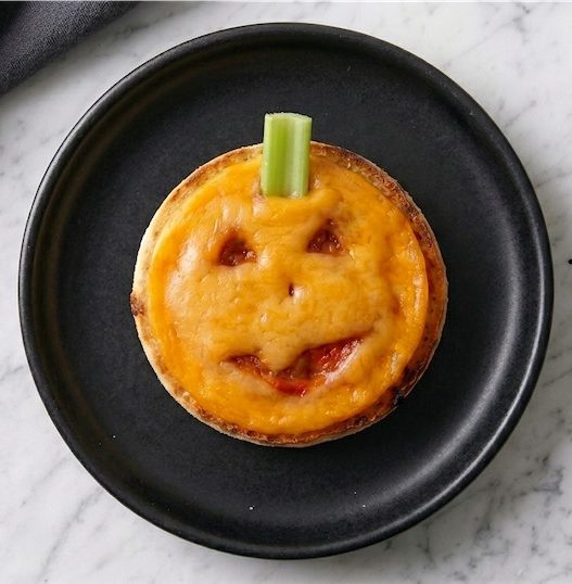 english muffin pumpkin pizza on plate